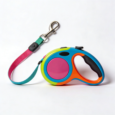 Rainbow Color-Block Retractable Leash