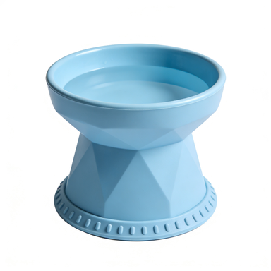 Geometric Blue Elevated Pet Bowl