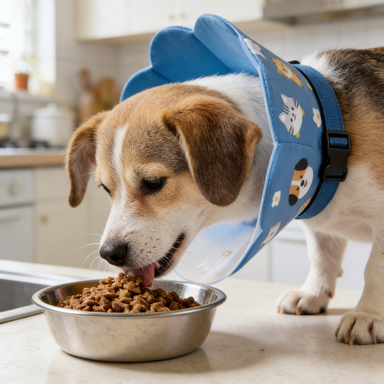 Cute Animal Print Pet Cone – Soft Recovery Collar for Post-Op Care