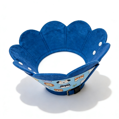 Soft Pet Recovery Cone Collar - Cute Blue Flower-Shaped Elizabethan Collar for Cats & Small Dogs, Adjustable & Comfortable